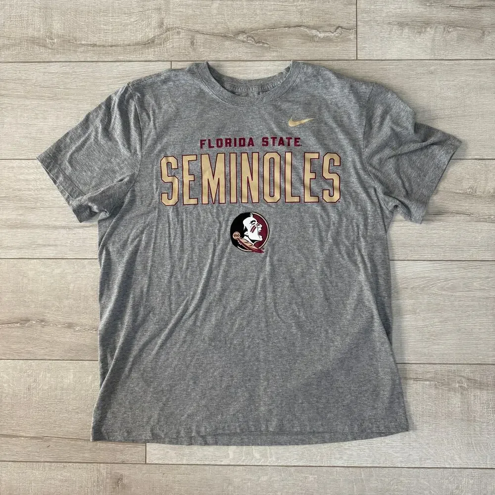 Nike Florida State Seminoles Short Sleeve Graphic T-Shirt Gray XL FSU